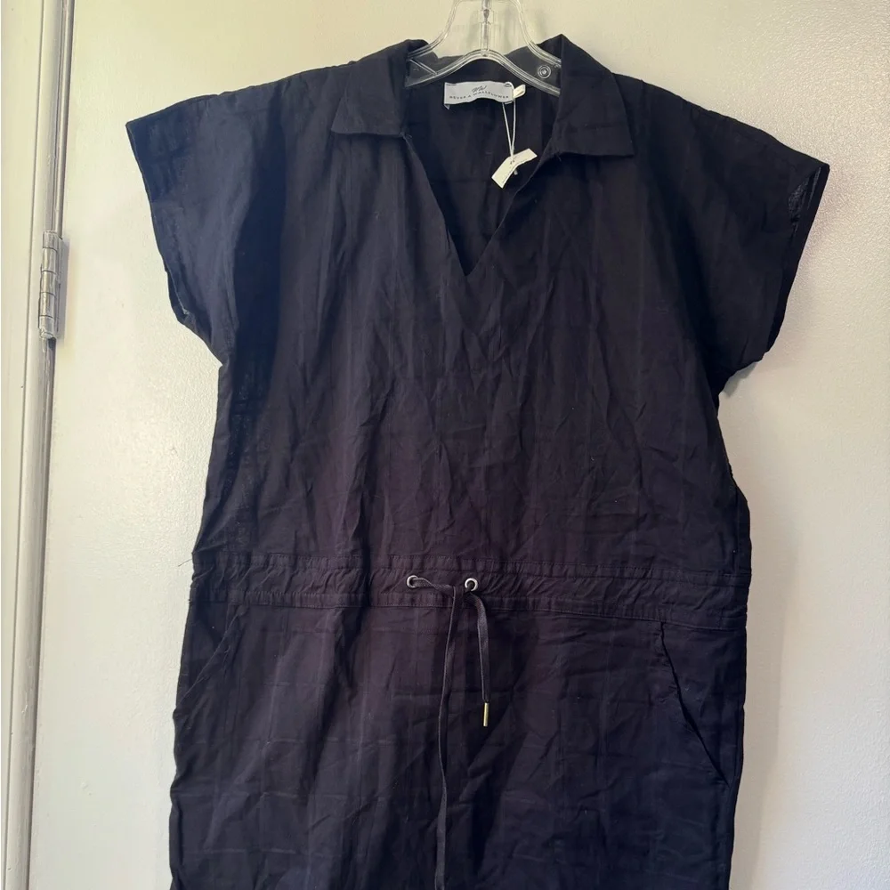 NWOT Never A Wallflower Black Cotton Windowpan Track Dress Sz XS - Picture 2 of 7